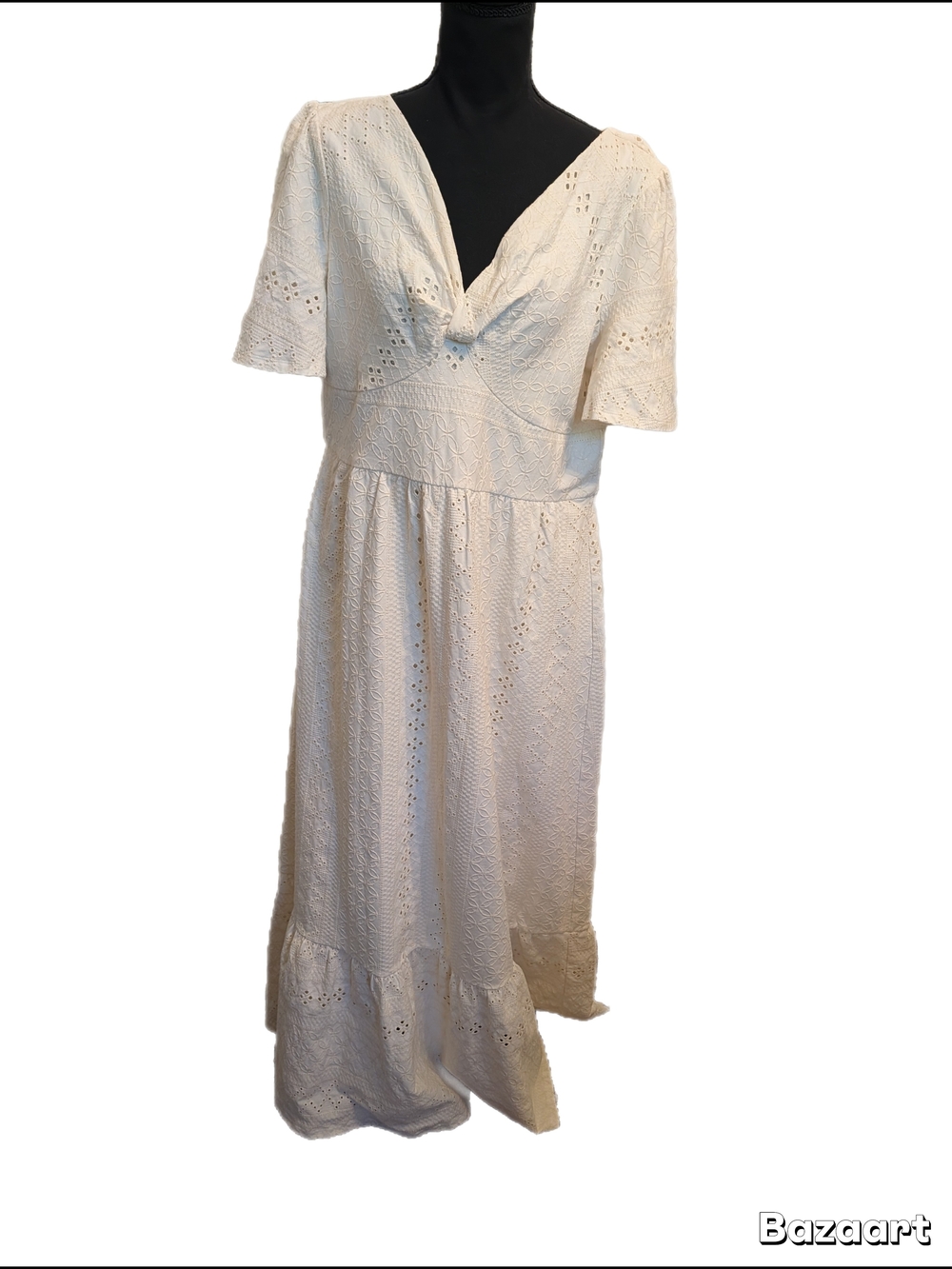 Anthropologie Maeve Rochelle Cream Eyelet V-Neck Maxi Dress Romantic